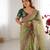 Pista color banarasi crush fabric designer partywear saree for bollywood looks