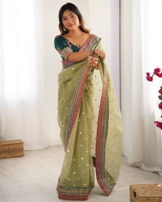Pista faux banarasi crush partywear saree  4