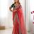 Red color banarasi crush fabric designer partywear saree for bollywood looks