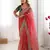 Red faux banarasi crush fabric designer partywear saree 