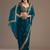 Teal blue color stylish tissue fabric designer embroidered fancy ethnic partywear saree