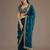 Teal blue color stylish tissue fabric designer embroidered fancy ethnic partywear saree