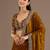 Gold color stylish tissue fabric designer embroidered fancy ethnic partywear saree