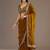 Gold color stylish tissue fabric designer embroidered fancy ethnic partywear saree