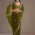 Olive color stylish tissue fabric designer embroidered fancy ethnic partywear saree