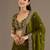Olive color stylish tissue fabric designer embroidered fancy ethnic partywear saree