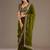 Olive color stylish tissue fabric designer embroidered fancy ethnic partywear saree