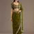 Olive color stylish tissue fabric designer embroidered fancy ethnic partywear saree