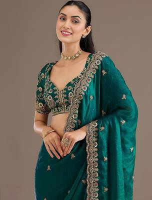 Rama stylish tissue embroidered fancy ethnic partywear saree 3