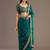 Rama color stylish tissue fabric designer embroidered fancy ethnic partywear saree