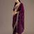 Wine color stylish tissue fabric designer embroidered fancy ethnic partywear saree