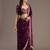 Wine color stylish tissue fabric designer embroidered fancy ethnic partywear saree