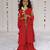 Red embroidered georgette sharara set