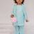 Blue embroidered cotton kurti set