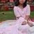 Pink embroidered pure georgette lehenga set