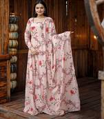 Designer baby pink full flaired faux gorgette gown