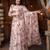 Designer baby pink full flaired faux gorgette gown