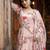 Designer baby pink full flaired faux gorgette gown