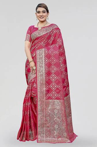 Red zari woven banarasi silk bridal saree with blouse