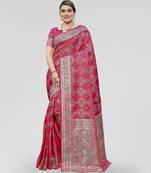 Red zari woven banarasi silk bridal saree with blouse