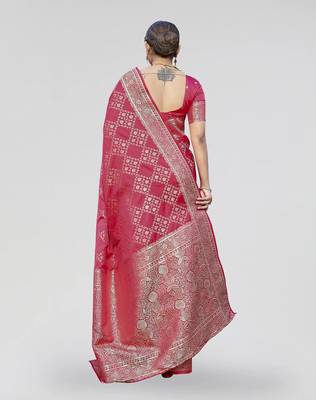 Red zari woven banarasi silk bridal saree with blouse 2