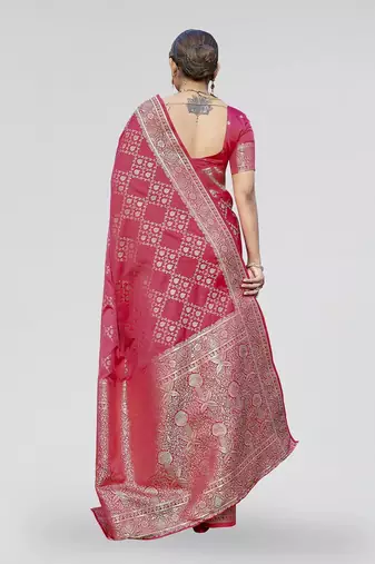 Red zari woven banarasi silk bridal saree with blouse
