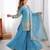 Sky Blue Color Embroidery Sequence Work Vichitra Silk Salwar Kameez Set 