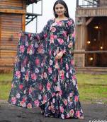 Designer multicour full flaired faux gorgette gown