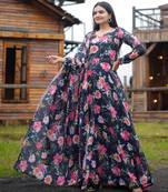 Designer multicour full flaired faux gorgette gown