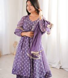 Lavender Color Jacquard Butti Crunchy Silk Salwar Kameez Set 
