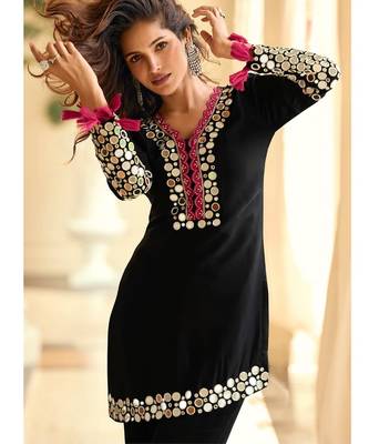 Navy blue crepe silk sharara suits free size stitched upto 42 2