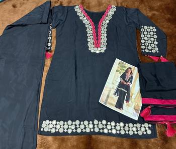 Navy blue crepe silk sharara suits free size stitched upto 42 3