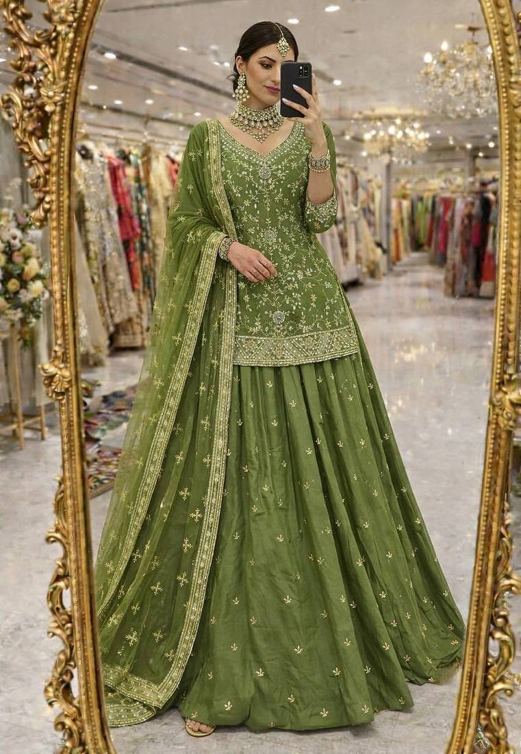 New Trendy Stylish Heavy Embroidery Sequins Work Lehenga Choli Set