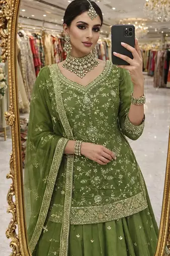 Heavy Embroidery Sequins Work Lehenga Choli Set