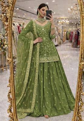 Heavy Embroidery Sequins Work Lehenga Choli Set 3