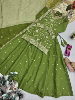 Heavy Embroidery Sequins Work Lehenga Choli Set 4