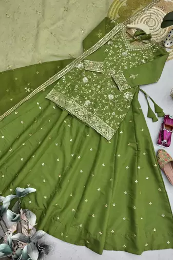Heavy Embroidery Sequins Work Lehenga Choli Set