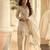 Ivory chinon silk full stitched free size palazzo suits upto 42