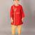 Red embroidered cotton silk kurta pyjama