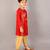 Red embroidered cotton silk kurta pyjama