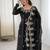 Black Color Embroidery Sequence Work Crunchy Silk Gown Set