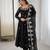 Black Color Embroidery Sequence Work Crunchy Silk Gown Set