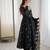 Black Color Embroidery Sequence Work Crunchy Silk Gown Set