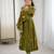Olive Color Embroidery Sequence Work Crunchy Silk Gown Set