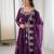 Purple Color Embroidery Sequence Work Crunchy Silk Gown Set