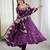 Purple Color Embroidery Sequence Work Crunchy Silk Gown Set