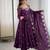 Purple Color Embroidery Sequence Work Crunchy Silk Gown Set