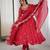 Red Color Embroidery Sequence Work Crunchy Silk Gown Set