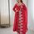 Red Color Embroidery Sequence Work Crunchy Silk Gown Set