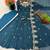 Teal Color Embroidery Sequence Work Crunchy Silk Gown Set
